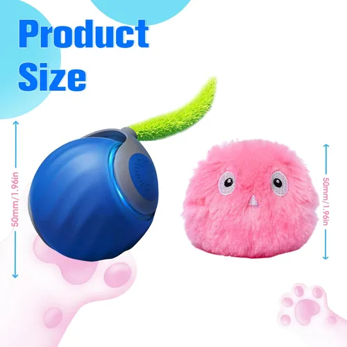 Vista 10 de 2 piezas Speedy Tail, pelota interactiva 2.0 de juguete para gatos para interiores, bolas automáticas de sprint rápido y bola de canciones, juguetes