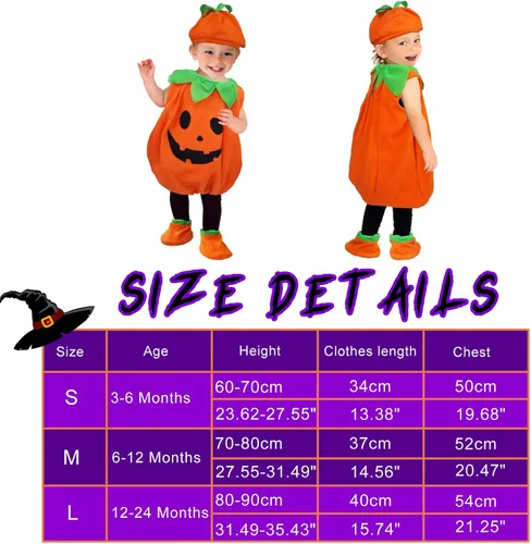 Vista 6 de Disfraz de calabaza de Halloween para bebés y niños pequeños ropa de fiesta de cosplay