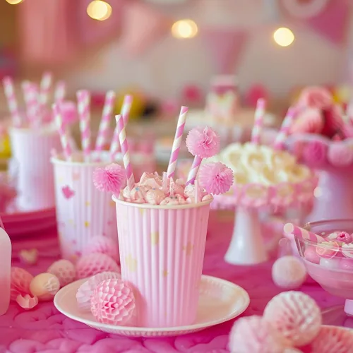 Vista 7 de PakTalk Paquete de 100 pajitas de papel rosa bebé para beber, desechables y biodegradables para cumpleaños, bodas, baby showers