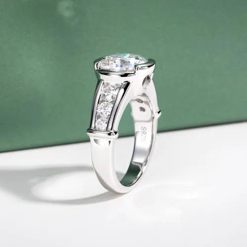 Vista 5 de Moissanite Engagement Ring, S925 Sterling Silver Wedding Bands for Women