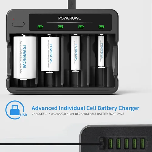 Vista 6 de Baterías C recargables con cargador de batería inteligente, 5000mAh-8