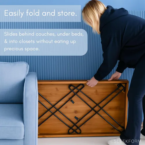 Vista 3 de Sleekform Mesa plegable de madera – Escritorio plegable portátil – Escritorios plegables fáciles de montar para espacios pequeños – Mesas