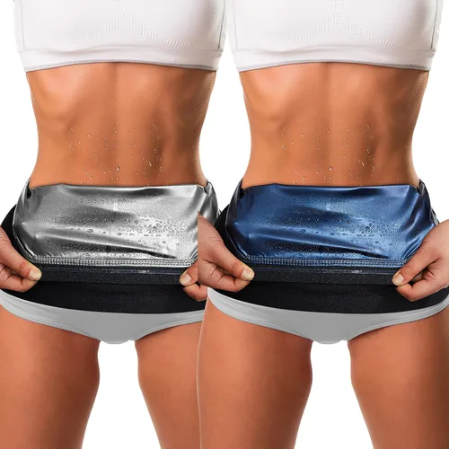 Vista 9 de Geyoga 2 piezas de reductor de cintura para mujer, para sudar, entrenamiento de cintura para culturismo, grasa del vientre inferior