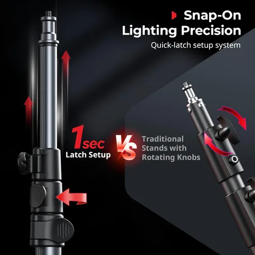 Vista 7 de SMALLRIG Soporte de luz ajustable para fotografía de 74.8 pulgadas/6.23 pies, carga máxima de 8.8 libras, soporte de trípode de iluminación compacto