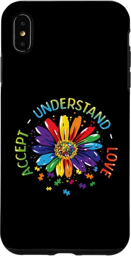 Vista 7 de Funda para iPhone 11 con diseño de flores ASD y arcoíris para concienciación sobre el autismo