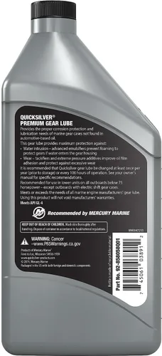 Vista 2 de Quicksilver de Mercury Marine Lubricante para marchas premium 80W-90, para motor marino, 32 onzas.