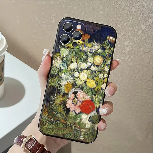 Vista 2 de Van Gogh - Funda para iPhone 12 Pro Max, diseño de ramo de flores en un florero, resistente al agua y a prueba de golpes para iPhone 12 Pro Max
