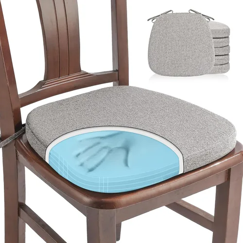 Vista 7 de SINOSSO 1 paquete de cojines de espuma viscoelástica para silla de comedor, tela tejida amigable de 16 pulgadas en forma de U, cómoda almohadilla