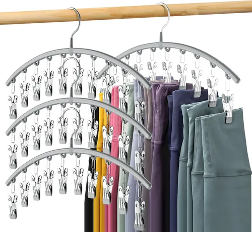 Vista 28 de Organizador de leggings para armario, perchas de metal para pantalones de yoga, 1 paquete con 10 clips con capacidad para 10 leggings, organizador
