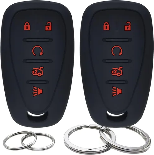 Vista 6 de Funda de silicona para llavero de 2 piezas, protector sin llave compatible con Chevrolet Chevy Malibu Camaro Cruze Equinox Sonic Spark Traverse