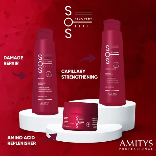 Vista 4 de Acondicionador de recuperación SOS, reparación del cabello dañado, hidratante, cabello liso y sedoso, aminoácidos esenciales, proteína de seda