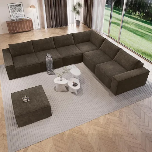 Vista 9 de Vesgantti Sofá Seccional Modular de 114" Sin Estructura, Moderno Sofá de 3 Plazas con Otomana y Asiento Profundo, Sofás de Nube Convertibles