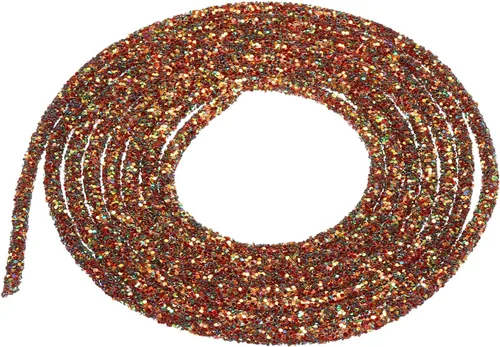 Vista 18 de MECCANIXITY Cuerda de lentejuelas con purpurina de 2.5 yardas, 6mm, 0.24 pulgadas, cuerda de tubo de lentejuelas con diamantes de imitación