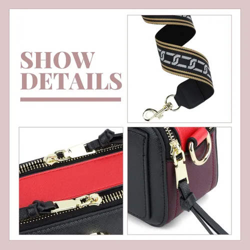 Vista 7 de WOG2008 Bolsos cruzados para mujer, de piel sintética, a la moda, con correas anchas