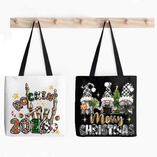 Vista 6 de Calcomanías de transferencia para ropa 2024 con texto en inglés «Merry Christmas» – Decoración navideña para planchar en el coche, gnomo de Papá