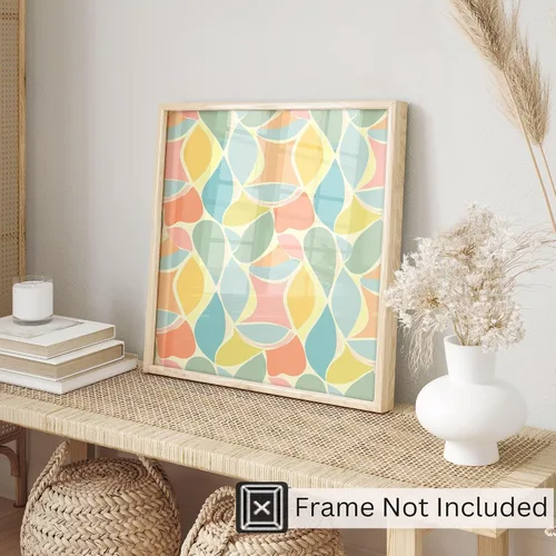 Vista 3 de Ethan Taylor Abstract Wall Art Prints Unframed Square Posters 'Retro 70s Hippie Groovy Pattern XVIII' Retro Home Décor for Living Room, Bedroom