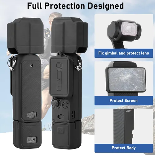 Vista 2 de Funda de silicona para osmo Pocket 3 Funda protectora para DJI Pocket 3 Protector de lente resistente a los arañazos Funda compatible con DJI OSMO