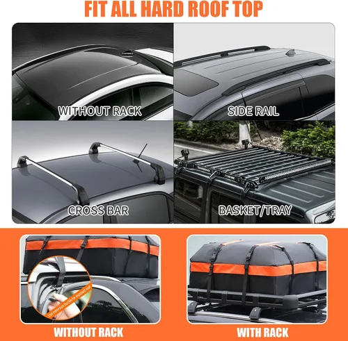 Vista 5 de Bolsa de carga impermeable de 21 pies cúbicos para techo de automóvil, resistente 840D, con alfombrilla antideslizante, bloqueo de equipaje, 6