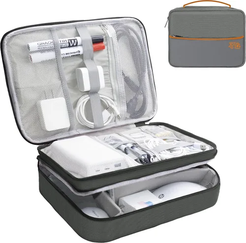 Vista 16 de Organizador de Electrónica, Funda Organizadora de Cables de Viaje, Bolsas Organizadoras de Cables Portátiles, Estuche de Almacenamiento
