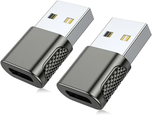 Vista 9 de Adaptador USB-C hembra a USB-A macho (paquete de 2), carga rápida de 18 W, transferencia de datos de 480 Mbps, soporte de audio y CarPlay