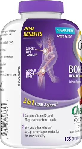 Vista 10 de Caltrate Gomitas masticables 600 +D3 Plus Minerales Calcio y Vitamina D, sin azúcar, sabor a cereza, naranja y ponche de frutas, 155 unidades Sin