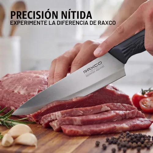 Vista 2 de RAXCO Juego de cuchillos, 12 cuchillos de cocina de acero inoxidable con tijeras, color negro