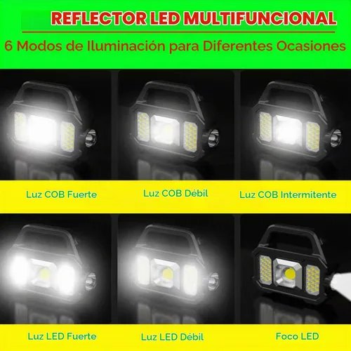 Vista 2 de Linterna LED solar reflector linterna linterna de mano proyector luces