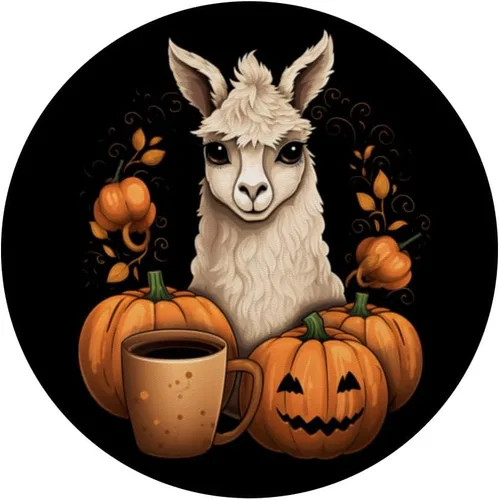 Vista 3 de Llama Alpaca Calabaza Especias Latte Otoño Acción de Gracias Halloween PopSockets Estándar PopGrip