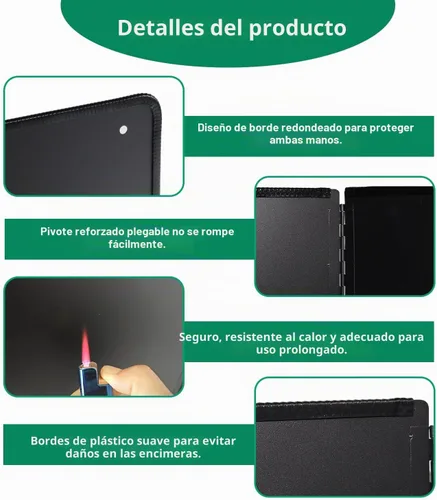 Vista 2 de Grande Protector de 3 Lados contra Salpicaduras para Freír en la Estufa, Protector contra Salpicaduras de Aceite para Cocinar en la Estufa Negro