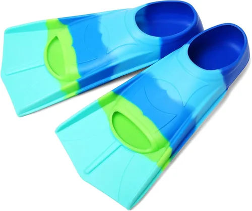 Vista 7 de Aletas de natación para niños, aletas cortas para niños y jóvenes, aletas de natación para entrenamiento de natación para niños, niñas, niños
