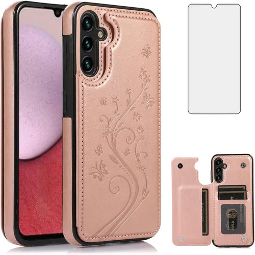 Vista 10 de Asuwish Funda de teléfono para Samsung Galaxy A14 5G con protector de pantalla de vidrio templado, tarjetero con soporte para tarjetero, soporte