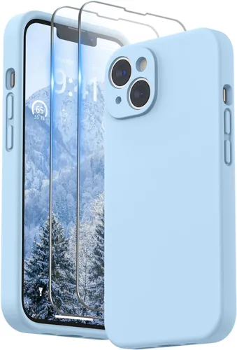 Vista 25 de SURPHY Funda para iPhone 14 Plus con Protector de Pantalla y Protección de Cámara, Funda de Teléfono de Silicona Líquida con Forro de Microfibra