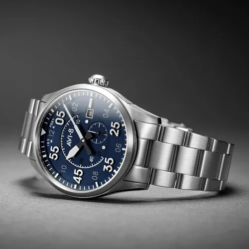 Vista 2 de AVI-8 Reloj piloto automático Spitfire tipo 300 para hombre de 1.654 in con pulsera de acero inoxidable sólido AV-4073