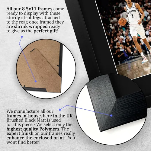 Vista 7 de HWC Trading Victor Wembanyama - Regalos enmarcados impresos con autógrafo firmado para fanáticos del baloncesto, tamaño carta de EE. UU