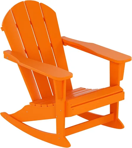 Vista 92 de WestinTrends Silla mecedora Malibu de poliéster para exterior/patio Adirondack, Negra