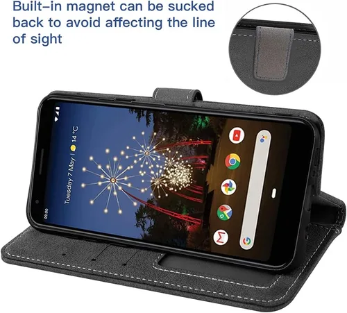 Vista 4 de Asuwish Funda compatible con Google Pixel 3a y protector de pantalla de vidrio templado, correa de muñeca, soporte para tarjetas de crédito