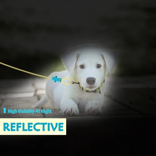 Vista 6 de Petest Cable de amarre reflectante con cubierta de crimpado para perros pequeños de hasta 35 libras, 15 pies