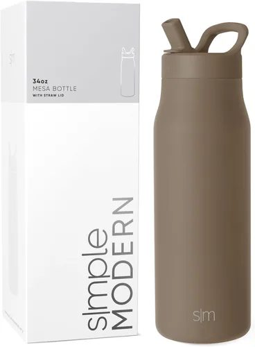 Vista 15 de Simple Modern Botella de agua con tapa de pajilla Termo de acero inoxidable aislado Botellas de agua reutilizables para viajes para gimnasio