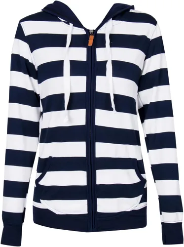 Vista 2 de Chaqueta con capucha a rayas con capucha de primavera con cremallera lisa para mujer