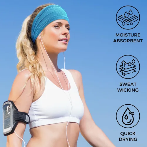 Vista 5 de Sukeen Diademas de entrenamiento refrescantes para mujeres y hombres, banda ancha elástica antideslizante que absorbe la humedad, bandas deportivas