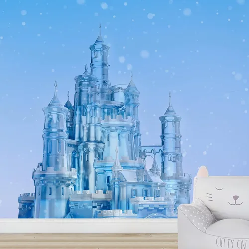 Vista 50 de IDEA4WALL Adhesivo mural removible para pared, diseño de castillo mágico de nieve y ciencia ficción, arte moderno, paisaje decorativo para sala