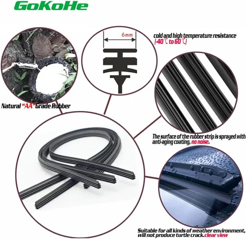 Vista 5 de Juego de 2 limpiaparabrisas de 13" + 13" para parabrisas delantero de Jeep Wrangler 1997-2006, calidad de equipo original, premium para todas