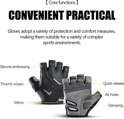 Vista 2 de Kyncilor Guantes de ciclismo para hombres y mujeres transpirables de medio dedo guantes de bicicleta de montaña amortiguadores de golpes