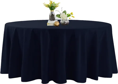 Vista 132 de Mantel de poliéster lavable de 132 pulgadas, resistente a las manchas y a las arrugas, mantel decorativo para mesa de comedor, fiestas de bufé