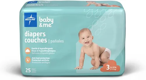 Vista 10 de Medline Pañales desechables para bebé, talla 1 (8-14 libras), caja de 200
