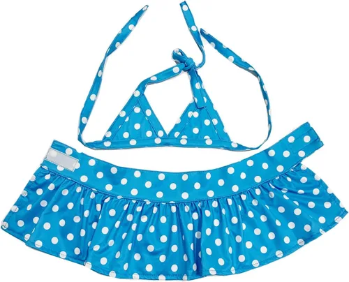 Vista 4 de Bikini para perro, traje de baño de verano para cachorros, ropa de playa, disfraz de gato para cachorro, perro gato (XS, lunares azules)