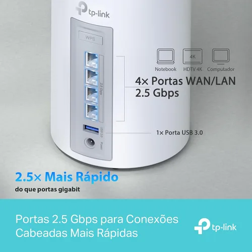 Vista 5 de TP-Link Deco BE65 (paquete de 1), BE9300 Mbps, 4 puertos de 2.5 Gbps, canales de 320 MHz, funciona en una banda de 6 GHz, conectividad de hasta 200