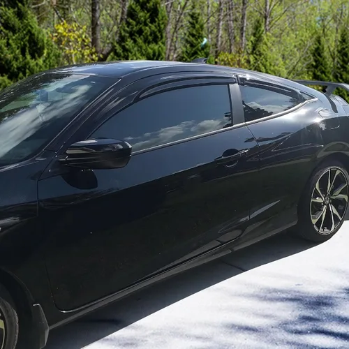 Vista 5 de IKON MOTORSPORTS Visera de ventana externa con cinta, compatible con Honda Civic Coupe 2Dr 10ª generación FC FC3 FC4 2016-2020, deflector de aire