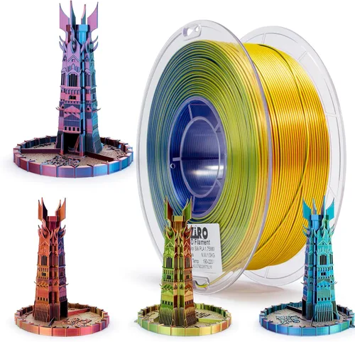 Vista 16 de ZIRO - Rápido cambio de color PLA, filamento de gradiente de color de 1.75mm, filamentos de PLA arcoíris brillantes, compatible con la mayoría