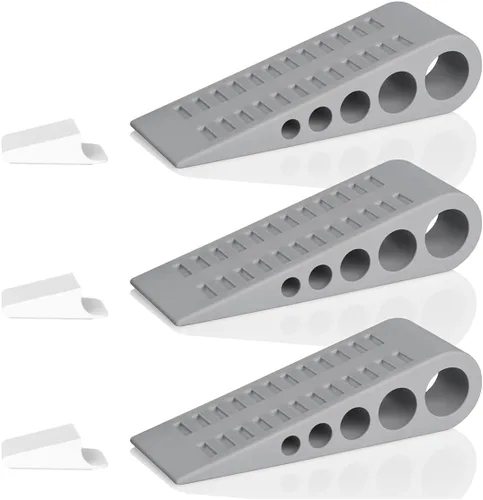 Vista 12 de HOMOTEK Paquete de 2 topes de puerta de goma con forma de cuña para puertas de puerta, protectores de pared para piso e parte inferior de la puerta